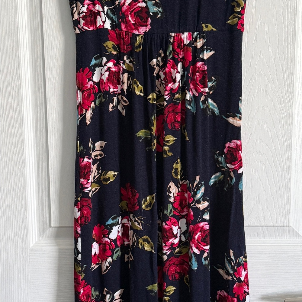 Loveappella Floral Maxi Dress - Black and Red